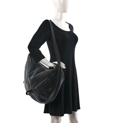 Versace Calfskin Large Repeat Zip Hobo Black 2 of 8