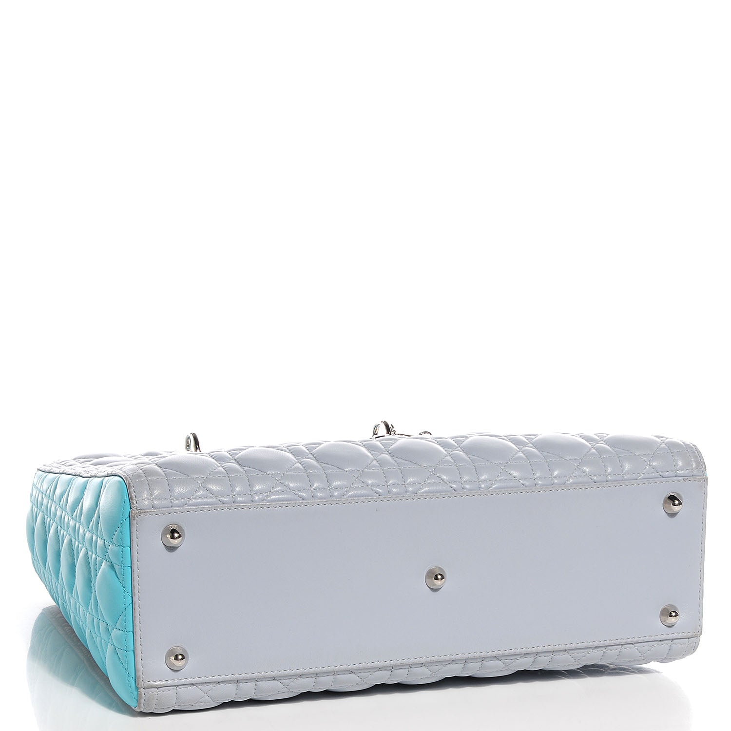 Christian Dior Lambskin Cannage Large Lady Dior Grey Turquoise 4 of 8
