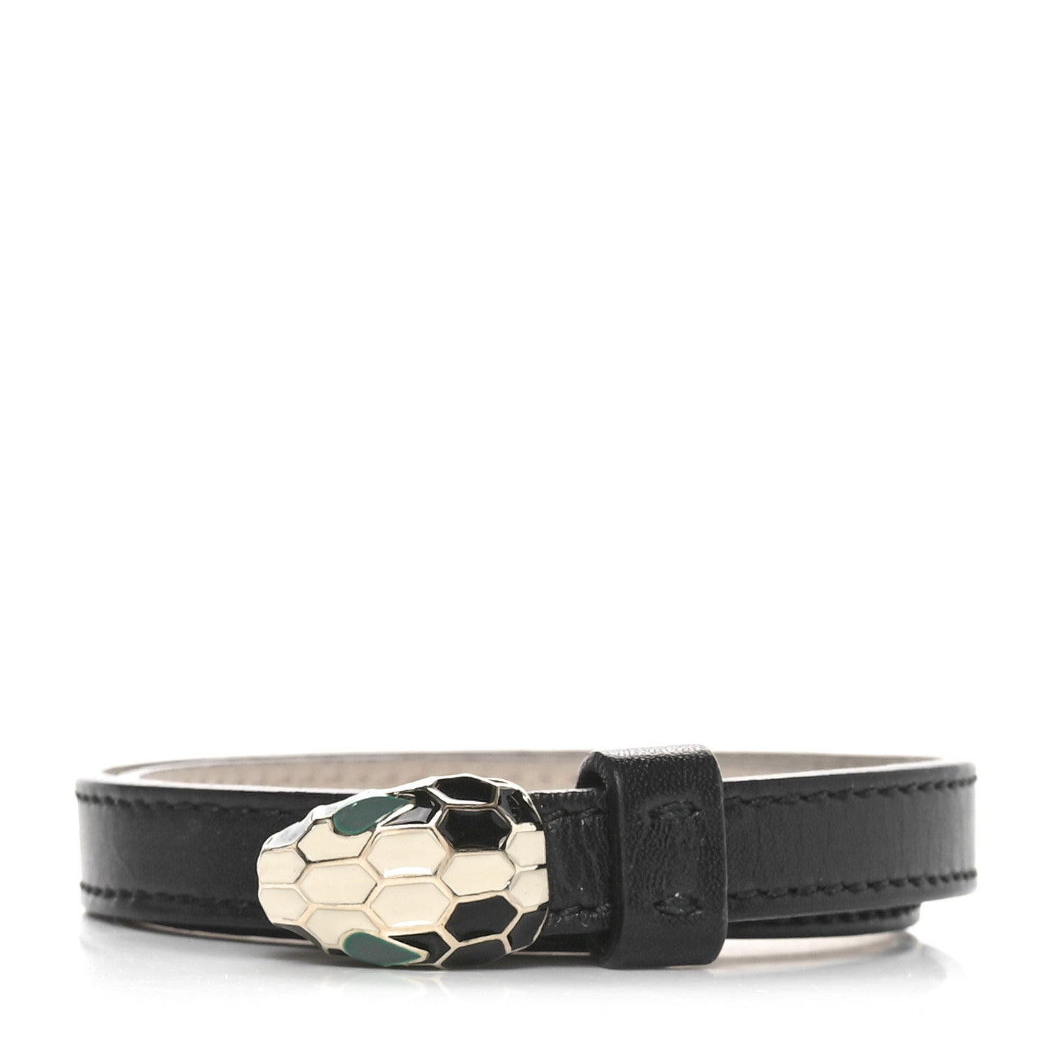 Bulgari Calfskin Serpenti Forever Double Coil Bracelet Black 1 of 6