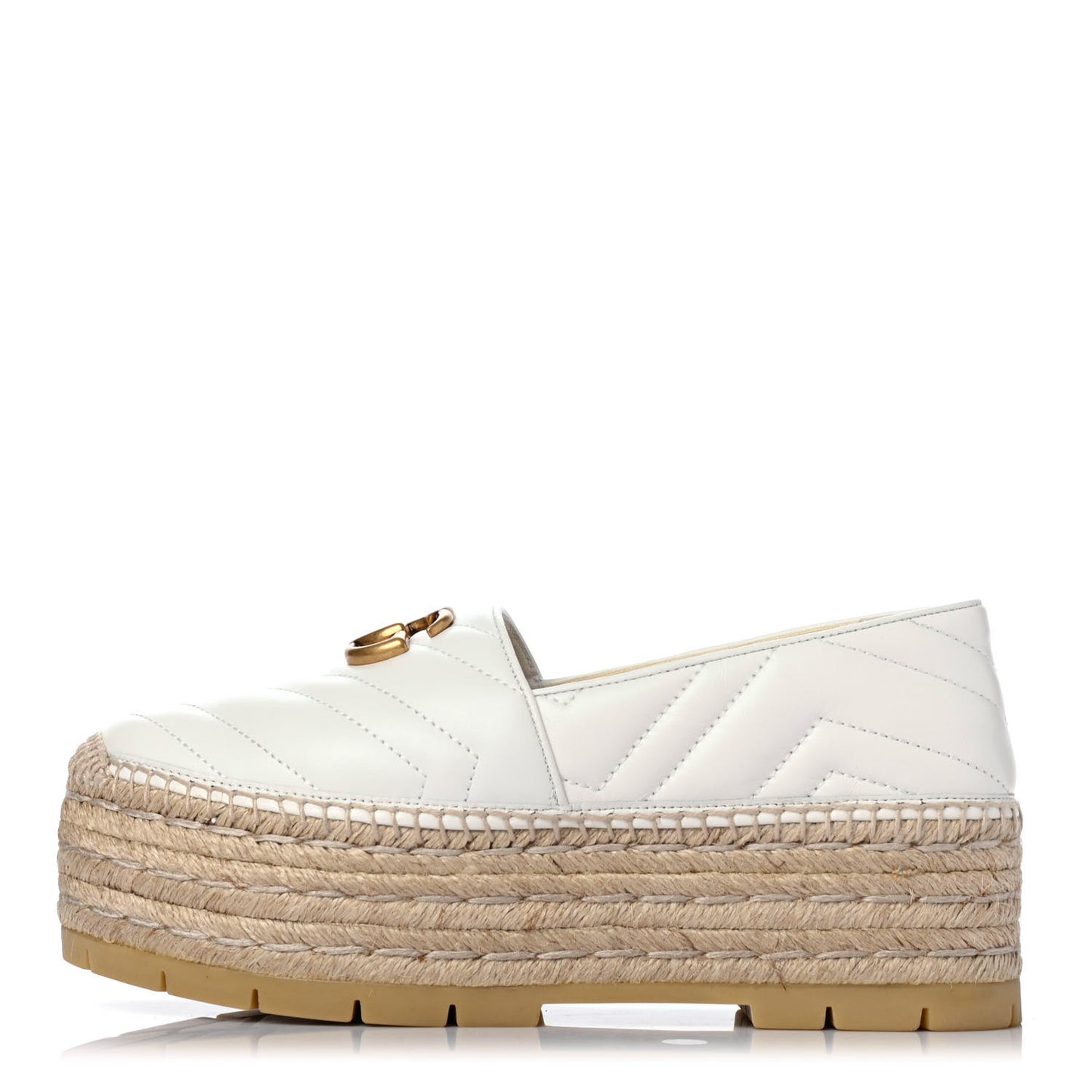Nappa Matelasse GG Marmont Platform Espadrilles 37 Great White
