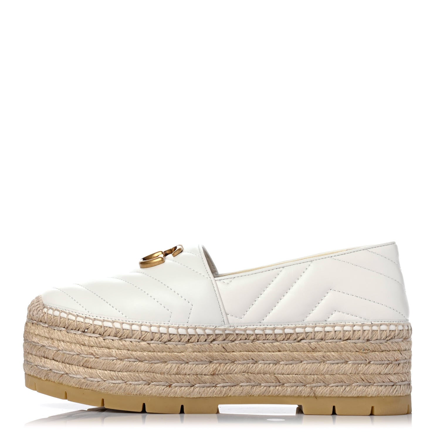 Gucci Nappa Matelasse GG Marmont Platform Espadrilles 37 Great White 1 of 4