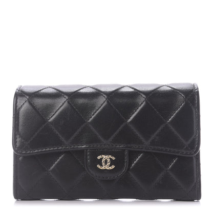 Chanel Shiny Goatskin Quilted Medium Flap Wallet Black 1 of 10