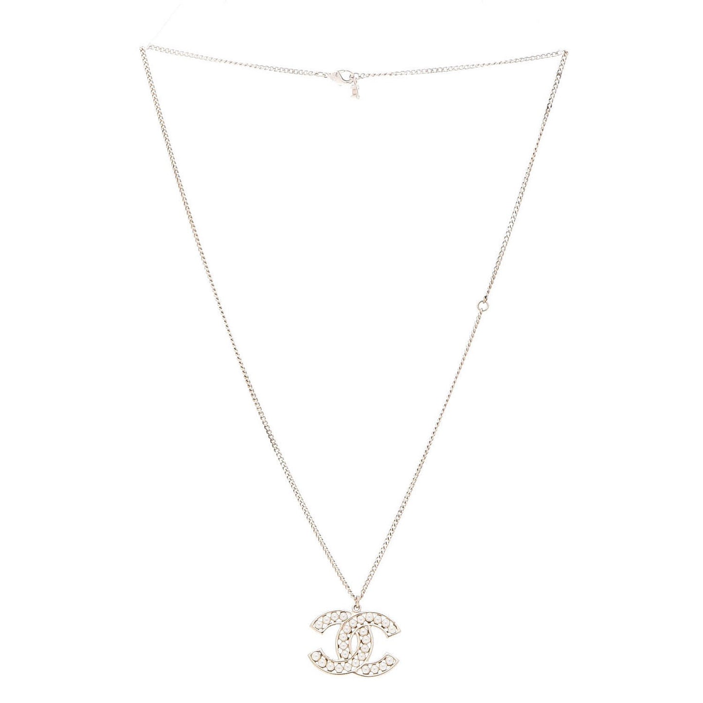 Pearl CC Pendant Necklace Gold