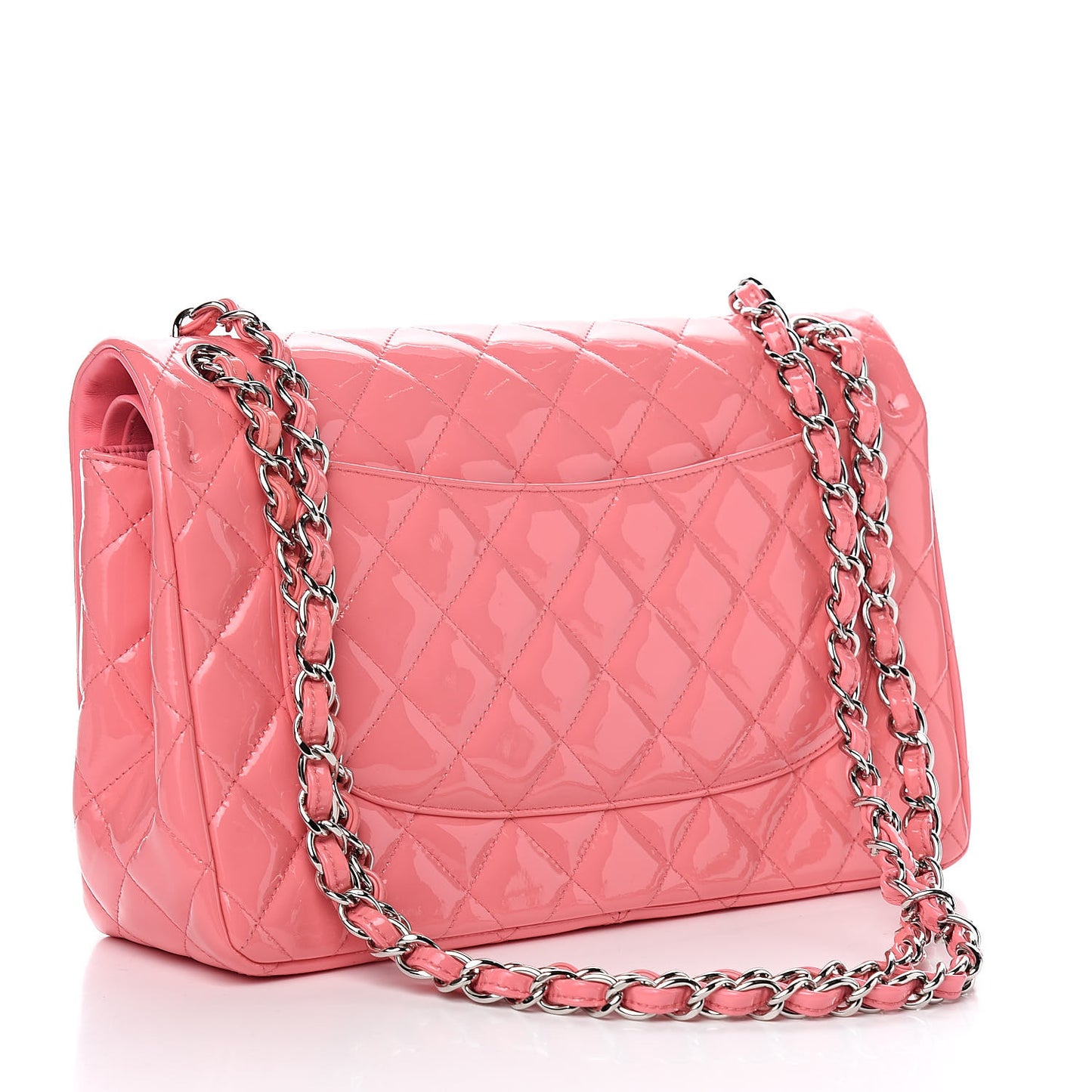 Patent Quilted Jumbo Double Flap Pink