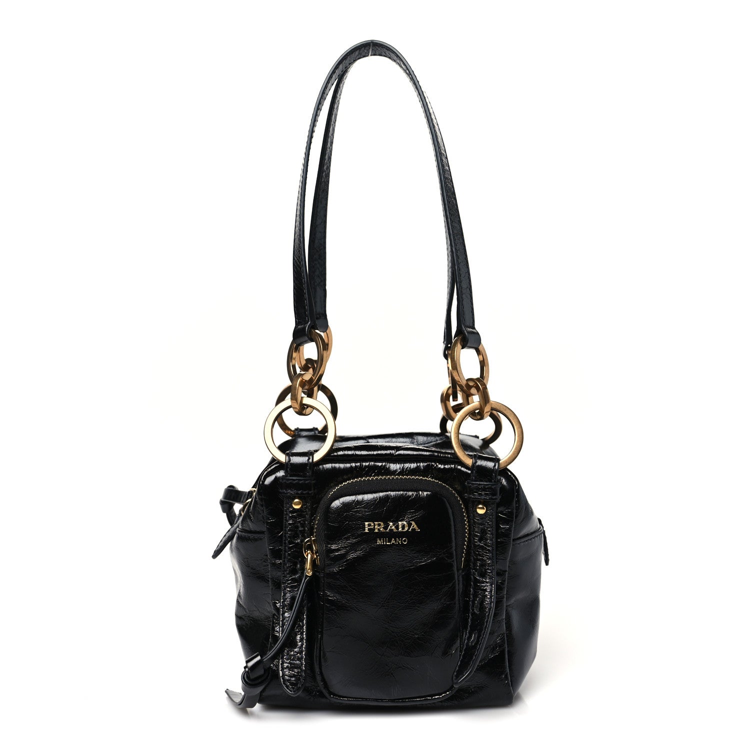 Prada Soft Lux Calfskin Mini Dangle Top Handle Bag Black 1 of 11