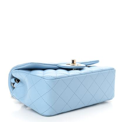 Chanel Lambskin Quilted Mini Rectangular Flap Light Blue 3 of 10