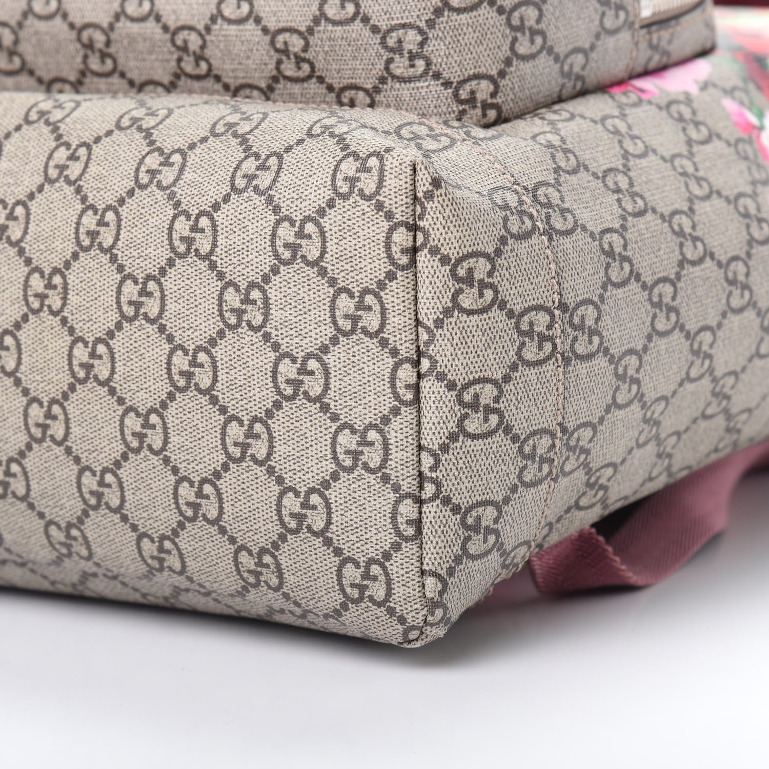 Gucci GG Supreme Monogram Blooms Medium Single Buckle Backpack Beige Multicolor Dry Rose 9 of 11