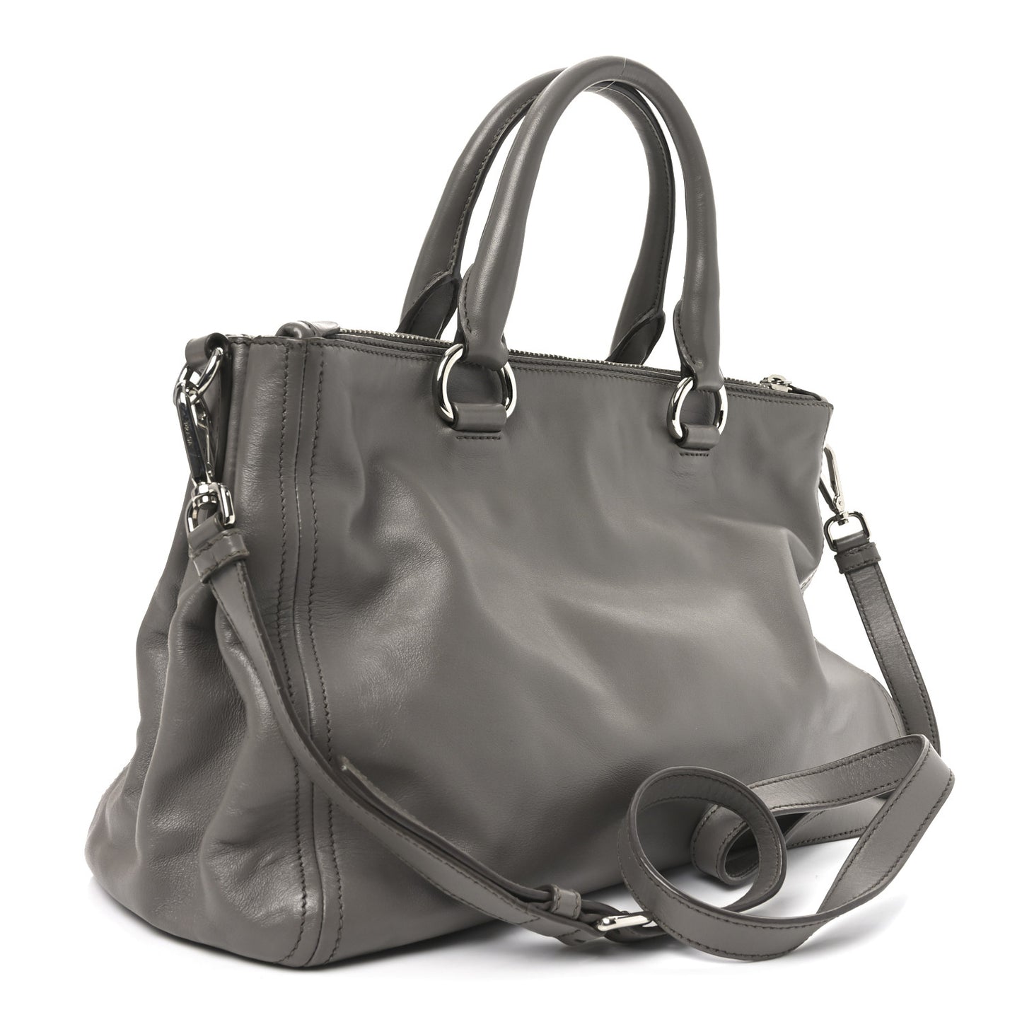 Soft Calf Double Zip Shoulder Bag Argilla