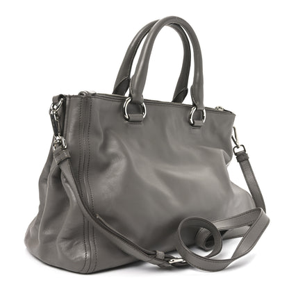 Prada Soft Calf Double Zip Shoulder Bag Argilla 3 of 9