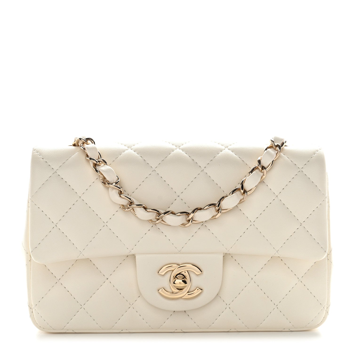 Chanel Lambskin Quilted Mini Rectangular Flap White 1 of 11