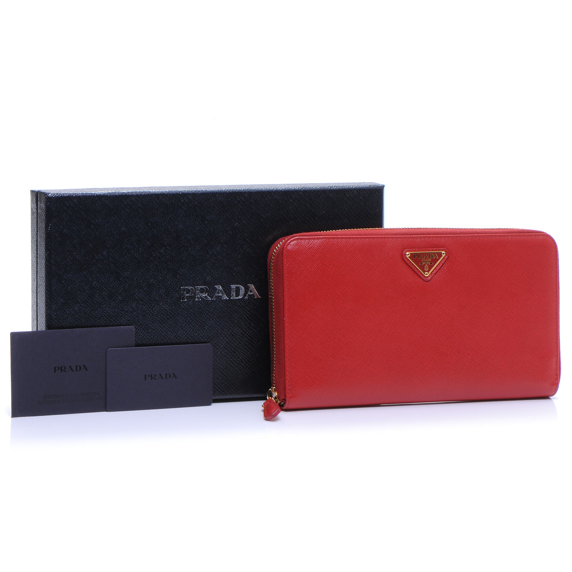 Prada Saffiano Continental Wallet Fuoco 6 of 9