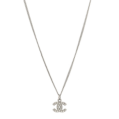 Chanel Crystal Timeless CC Necklace Silver 1 of 5