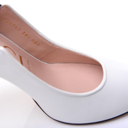 Gucci Malaga Kid Web Sylvie High Heel Slingback Pumps 38.5 White 10 of 18