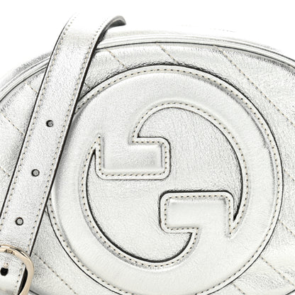 Gucci Metallic Sakai Be Green Calfskin Diagonal Stitched Mini Blondie Shoulder Bag Silver 8 of 10