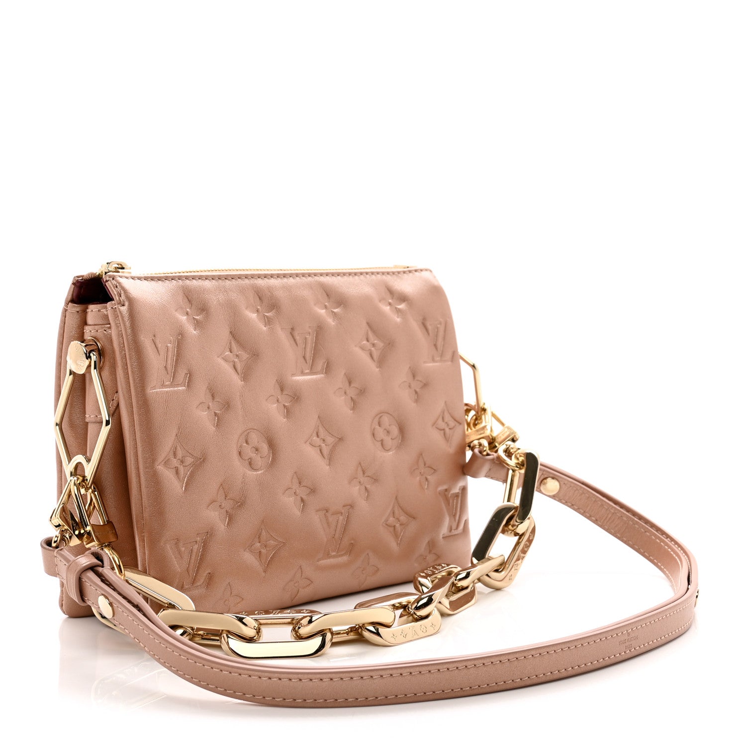 Louis Vuitton Metallic Lambskin Embossed Monogram Coussin BB Pink Gold 3 of 9