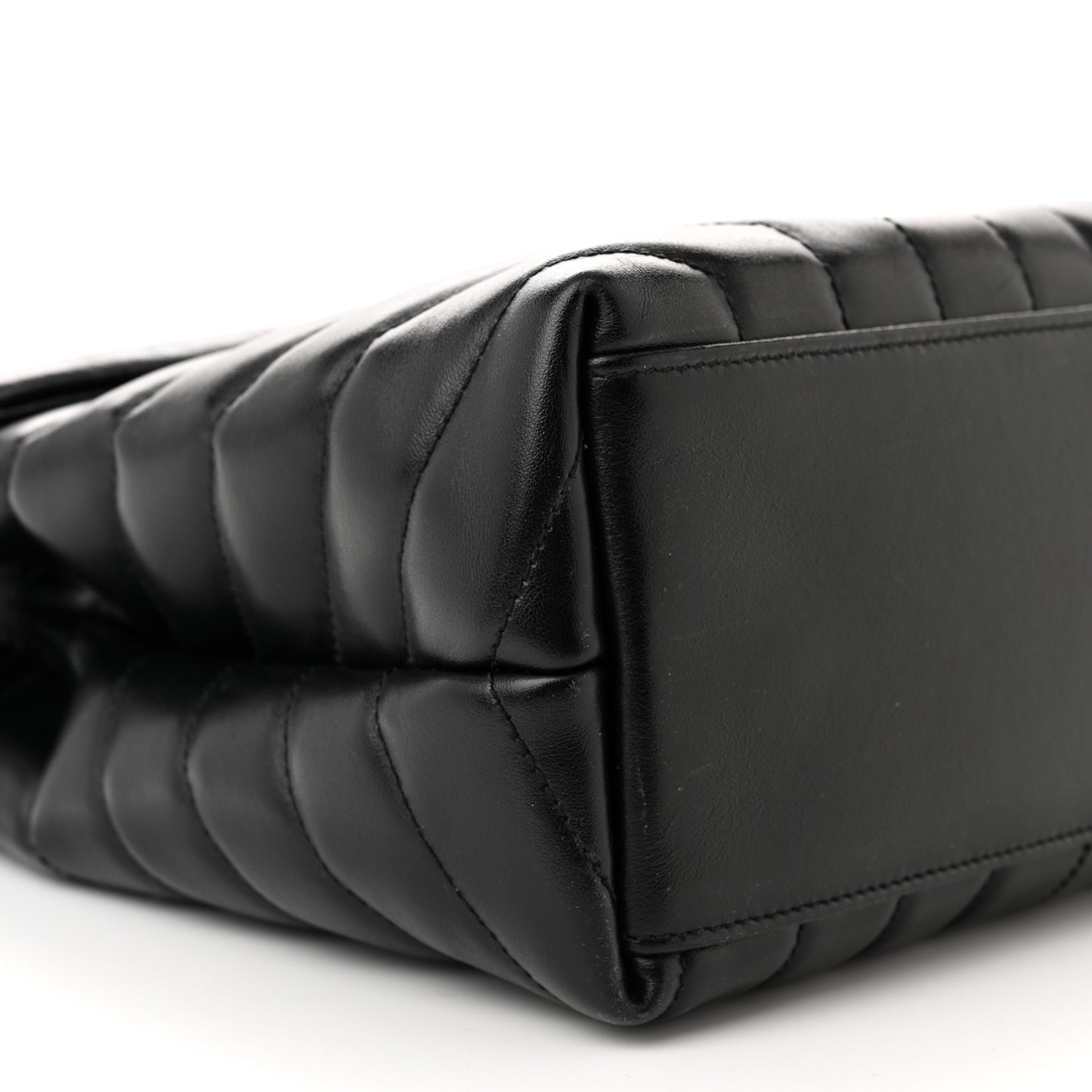 Calfskin Y Quilted Monogram Monochrome Medium Loulou Chain Satchel Black