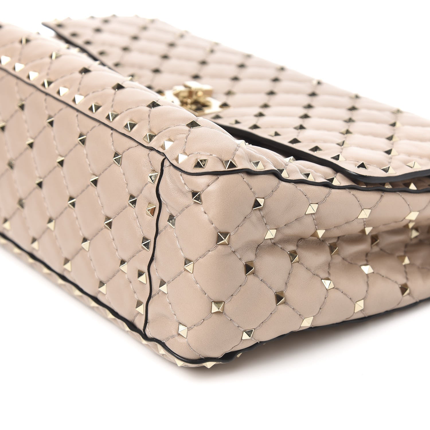 Valentino Garavani Nappa Large Rockstud Spike Shoulder Bag Soft Noisette 8 of 9