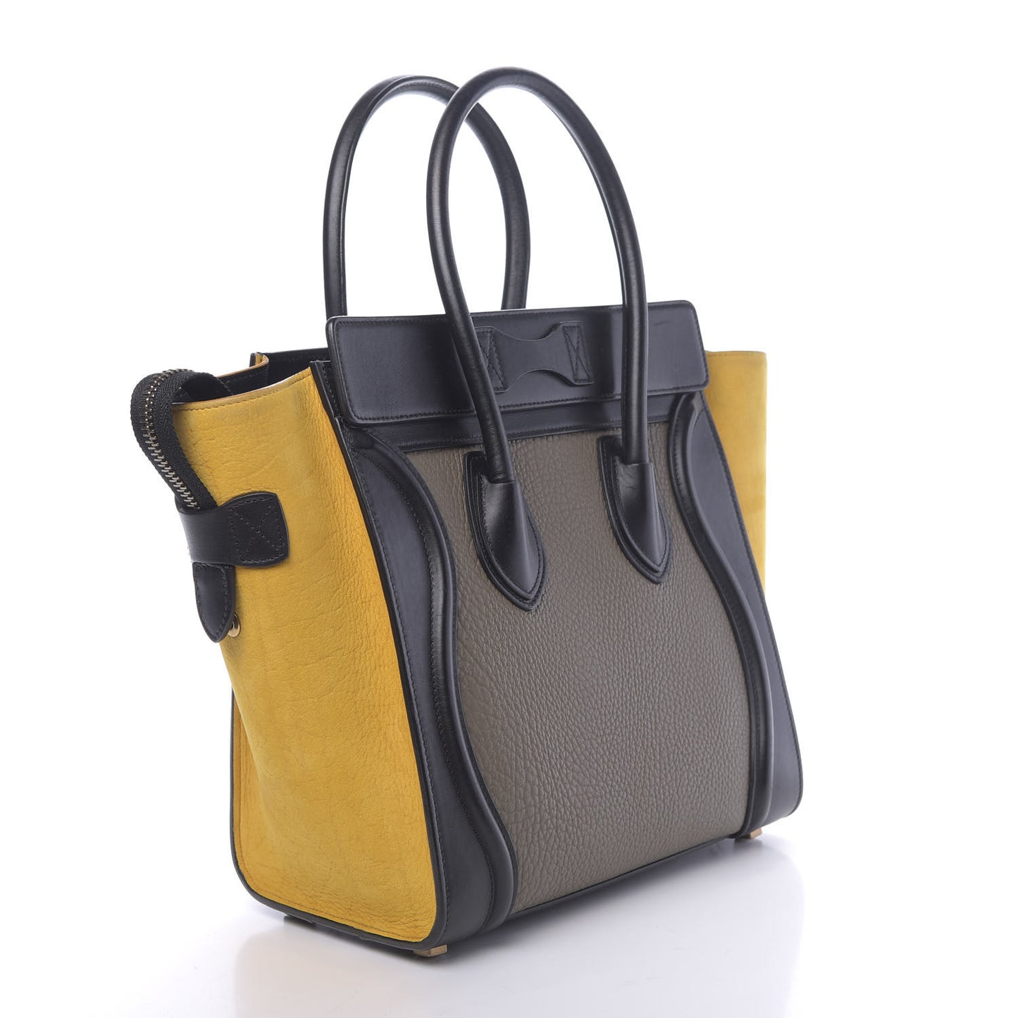 Drummed Calfskin Suede Tri-color Micro Luggage Amber