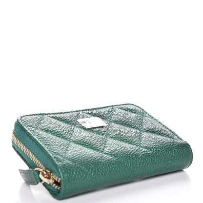 Chanel Metallic Caviar Quilted Zip Coin Purse Green 12 of 16