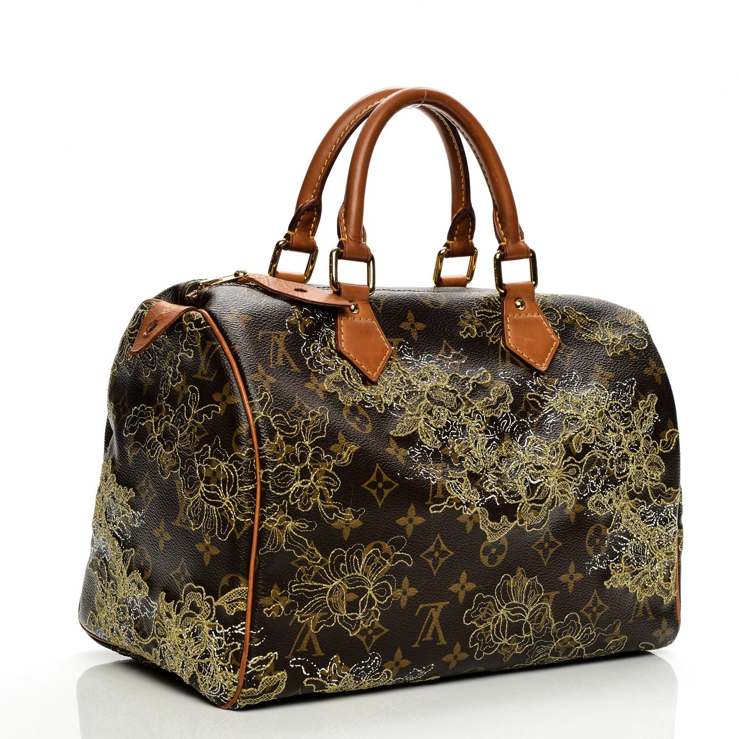 Louis Vuitton Monogram Dentelle Speedy 30 Gold 3 of 8