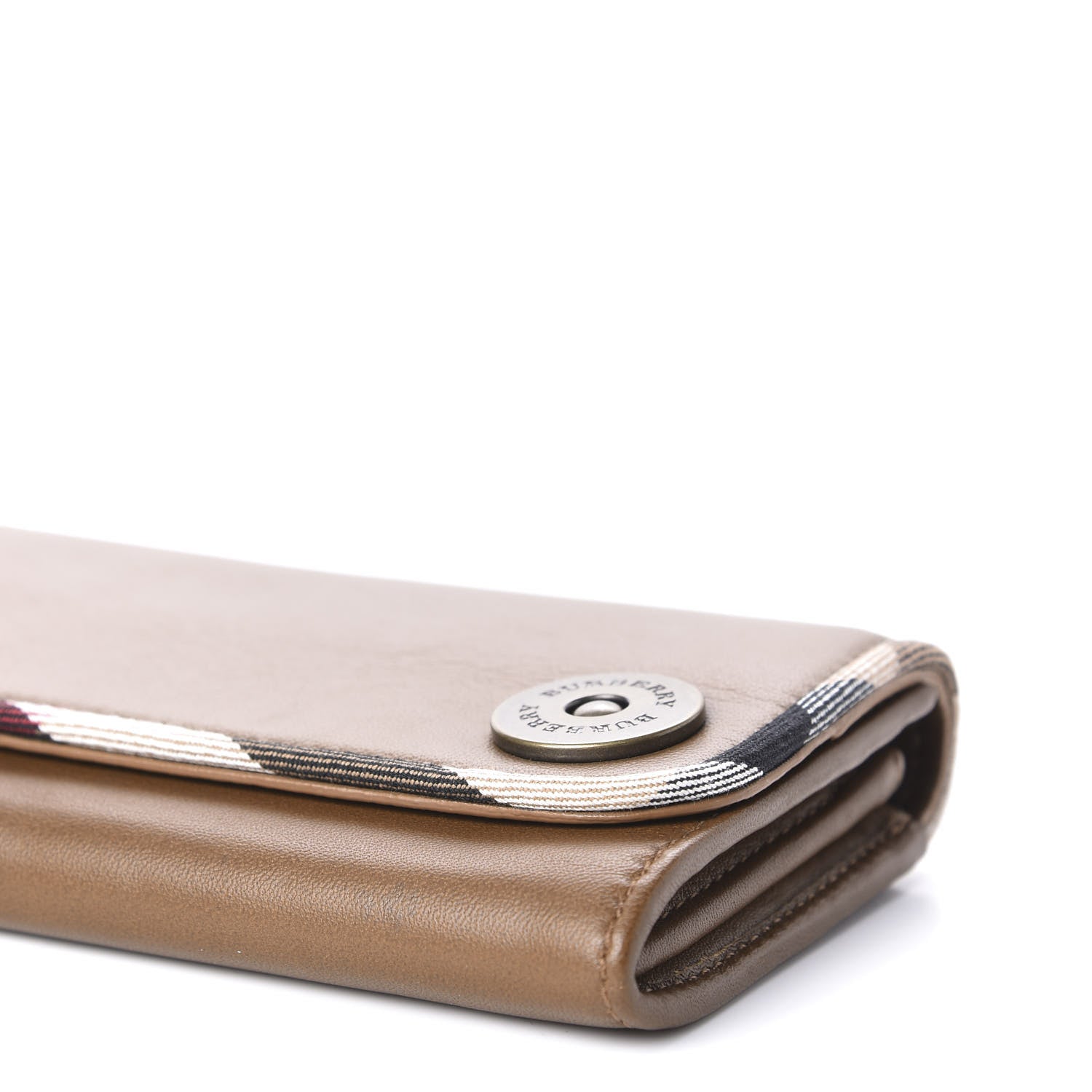 Burberry Grainy Calfskin Nova Check Tri-Fold Wallet Tan 7 of 10