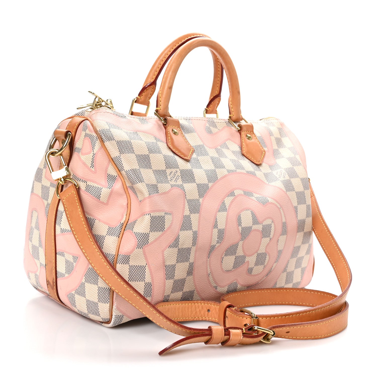 Louis Vuitton Damier Azur Tahitienne Speedy Bandouliere 30 Rose Ballerine 3 of 16