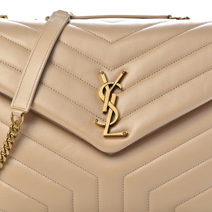 Saint Laurent Calfskin Y Quilted Monogram Medium Loulou Chain Satchel Nude Powder 11 of 11