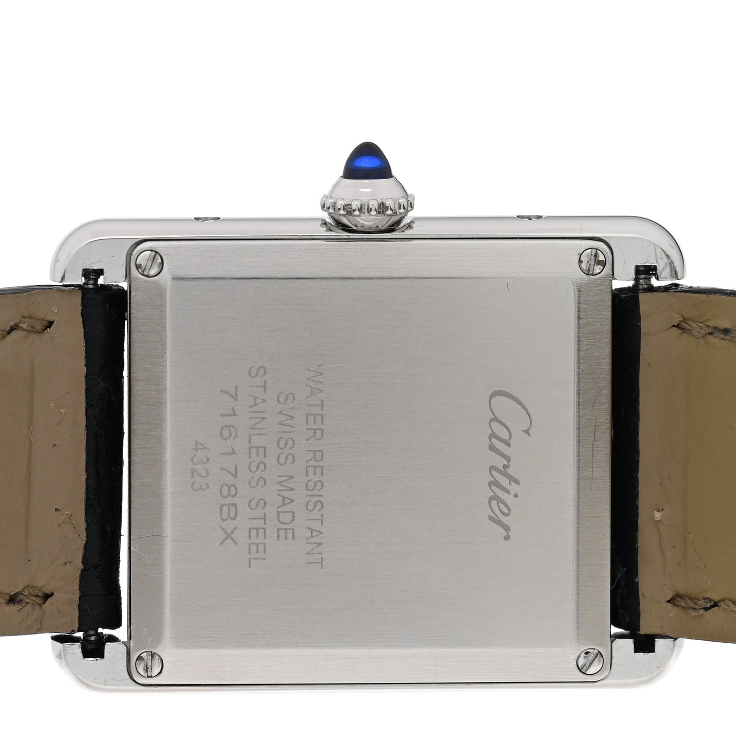 Stainless Steel Alligator 25mm Must de Cartier Tank Quartz Watch Blue