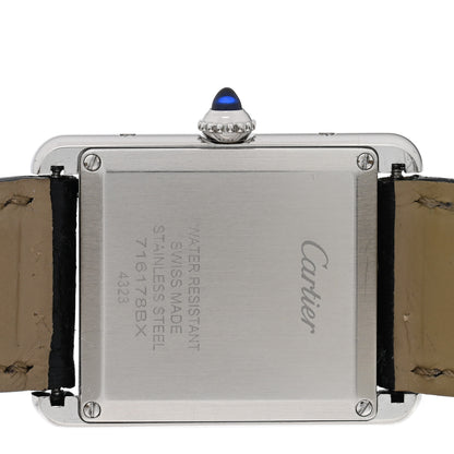Cartier Stainless Steel Alligator 25mm Must de Cartier Tank Quartz Watch Blue 4 of 4