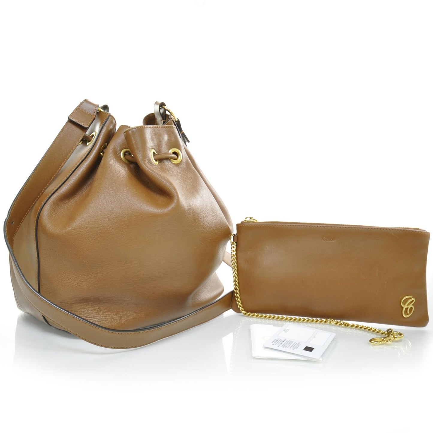 Leather Aurore Bucket Bag Beige