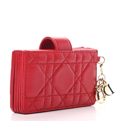 Christian Dior Lambskin Cannage Lady Dior 5-Gusset Card Holder Red 3 of 10