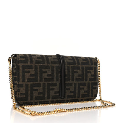 Fendi Fabric Jacquard Vitello Grace FF 1974 Fendigraphy Wallet On Chain Tobacco Moro Ebano 4 of 8