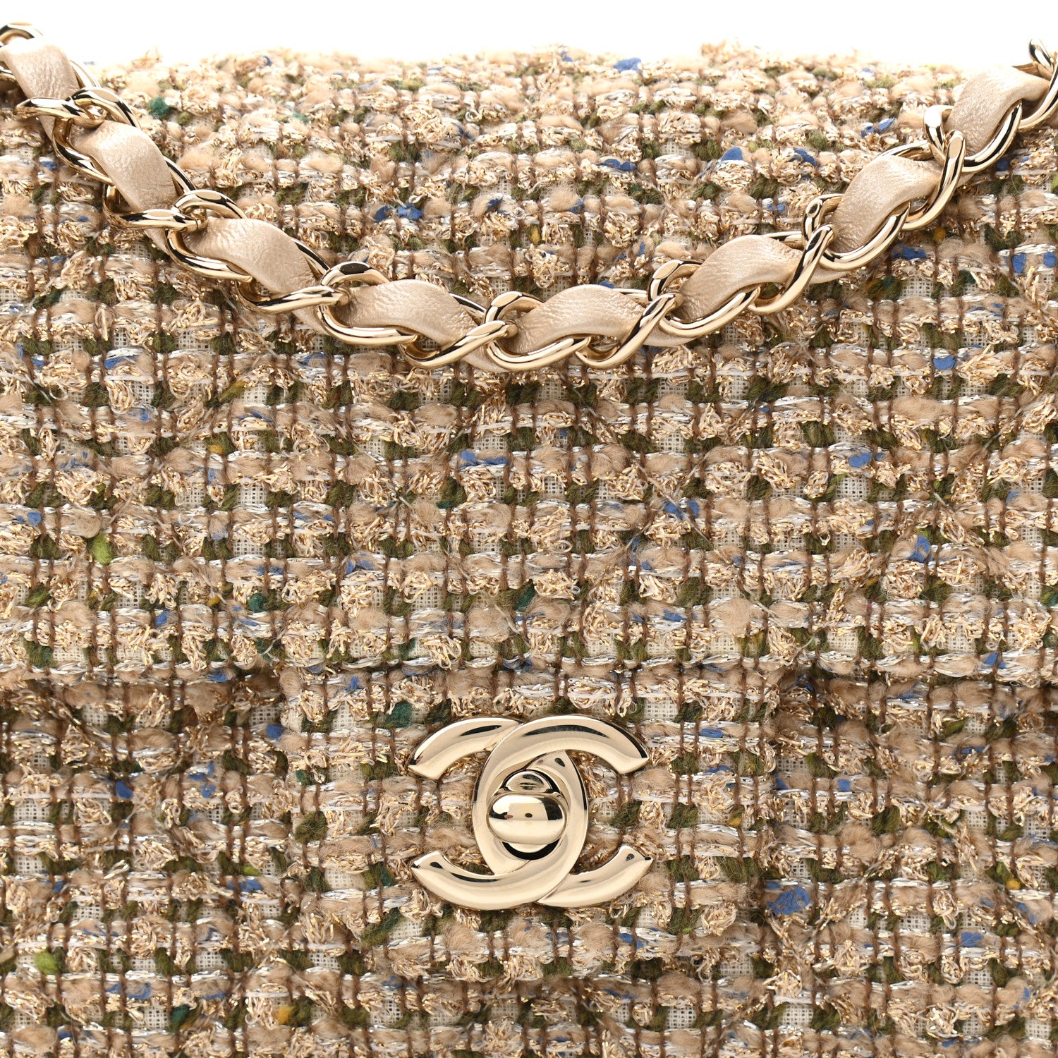 Chanel Tweed Quilted Mini Rectangular Flap Beige 8 of 11