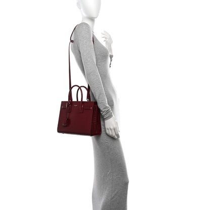 Saint Laurent Calfskin Crocodile Embossed Baby Sac De Jour Red 2 of 10