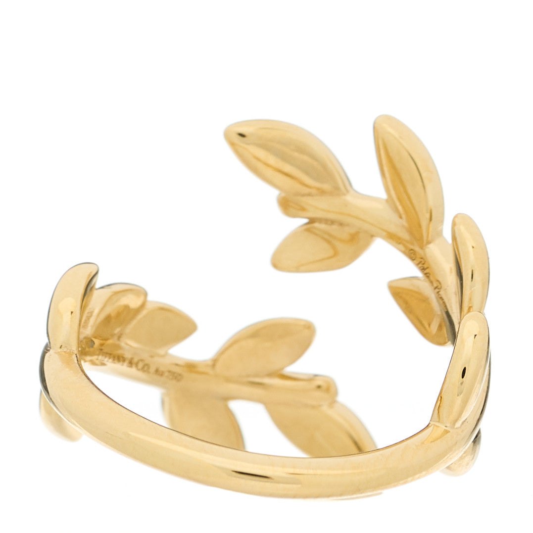 18K Yellow Gold Paloma Picasso Olive Leaf Bypass Ring 53 6.25