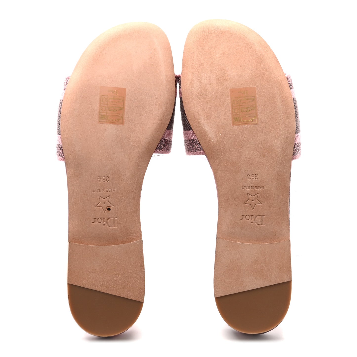 Canvas Toile De Jouy Embroidered Dway Flat Slide Sandals 36.5 Chateau Rose