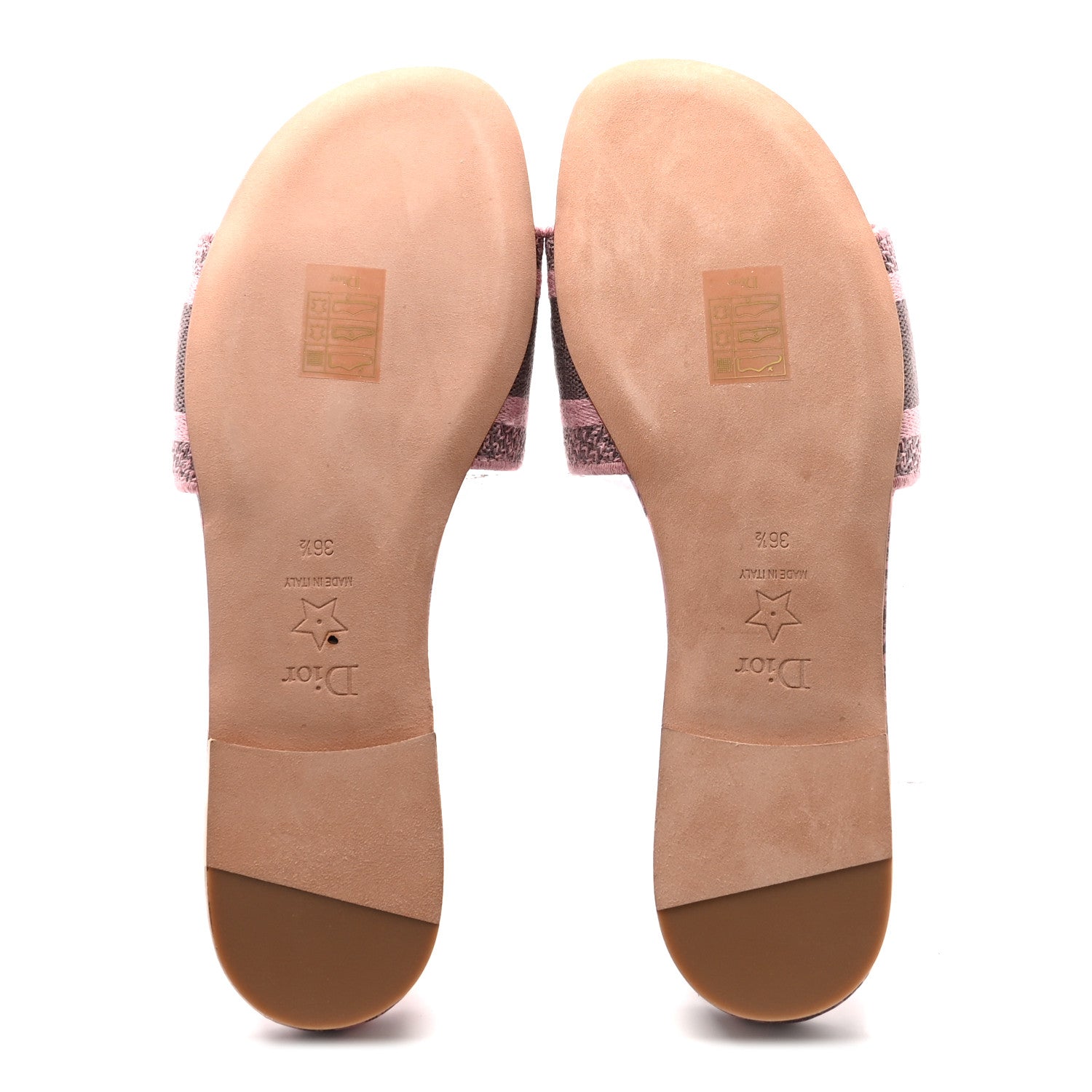 Christian Dior Canvas Toile De Jouy Embroidered Dway Flat Slide Sandals 36.5 Chateau Rose 6 of 9