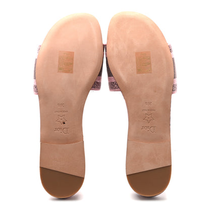 Christian Dior Canvas Toile De Jouy Embroidered Dway Flat Slide Sandals 36.5 Chateau Rose 6 of 9