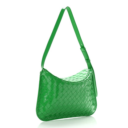 Bottega Veneta Brushed Calfskin Intrecciato Cradle Fold Over Shoulder Bag Parakeet 3 of 9