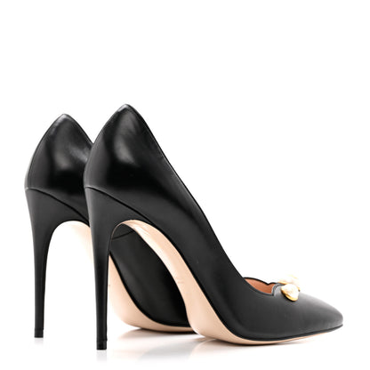Gucci Calfskin Pearl Embellished Pumps 39 Black 4 of 8