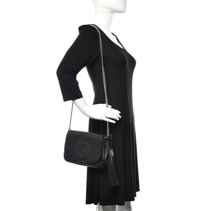 Gucci Pebbled Calfskin Medium Soho Flap Crossbody Black 2 of 10