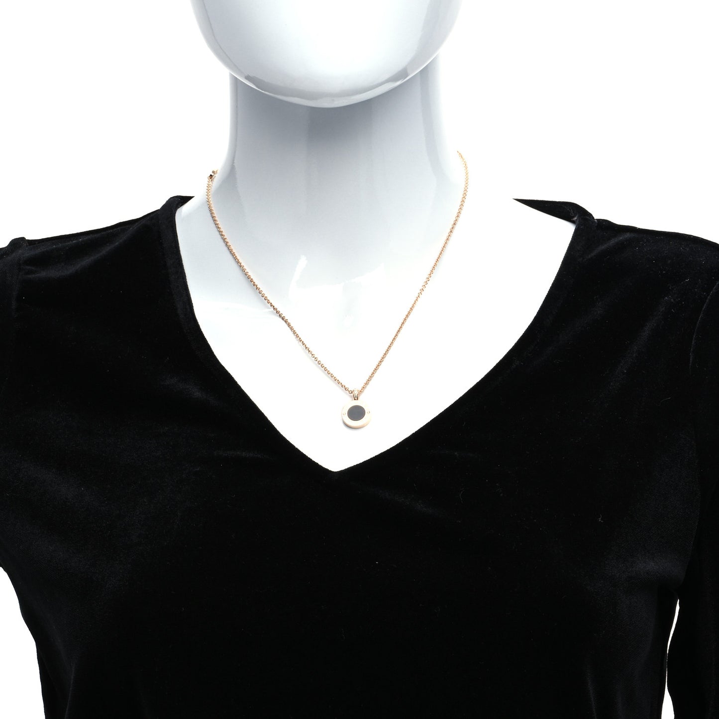 18K Rose Gold Diamond Black Onyx Mother of Pearl BVLGARI BVLGARI Pendant Necklace
