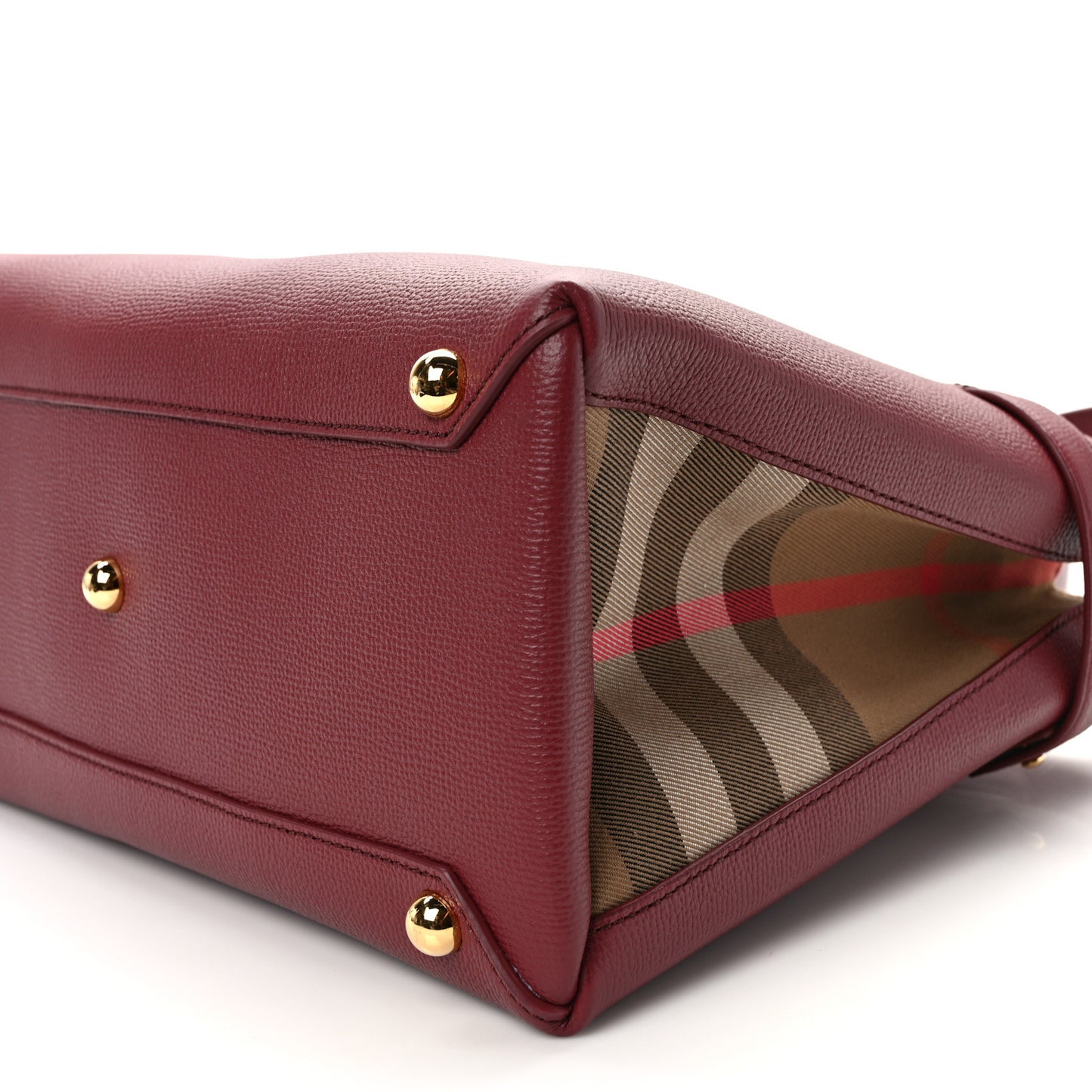Grainy Calfskin House Check Medium Banner Tote Mahogany Red