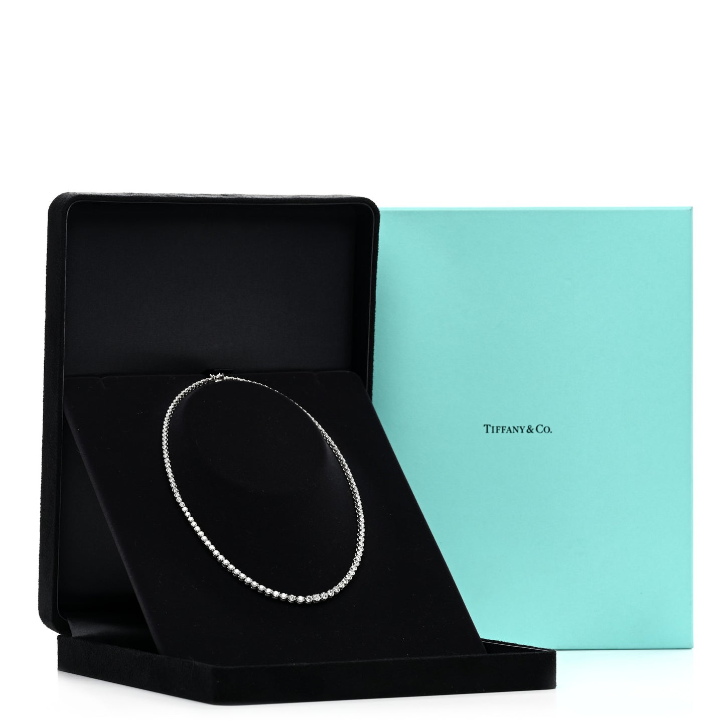 Platinum Diamond Victoria Graduated Line Necklace