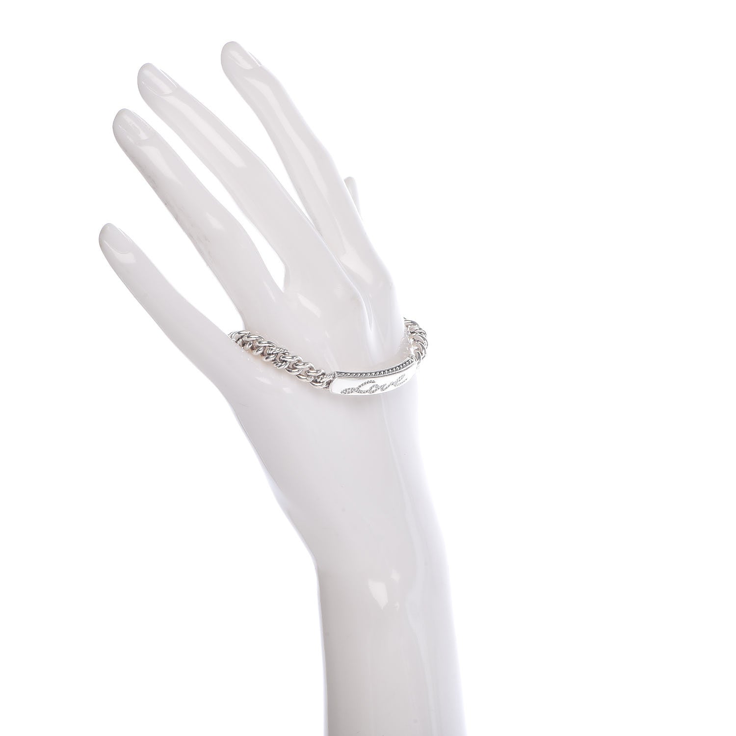 David Yurman Sterling Silver Diamond 7mm Petite Pave Curb Link Love ID Bracelet 2 of 5