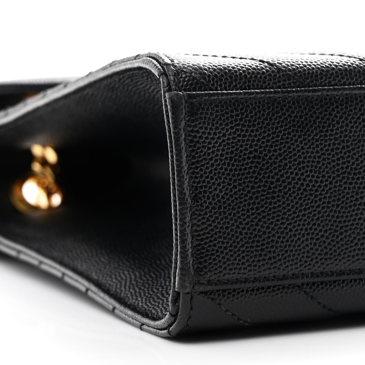 Saint Laurent Grain De Poudre Matelasse Chevron Large Monogram Satchel Black 8 of 9