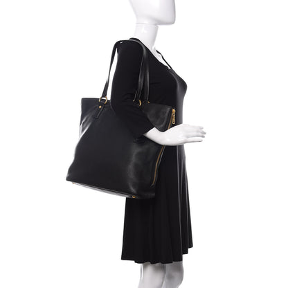 Prada Vitello Daino Side Zip Tote Black 2 of 15