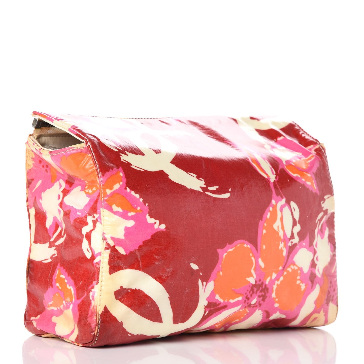 Coated Canvas Floral Print CC Cosmetic Case Multicolor