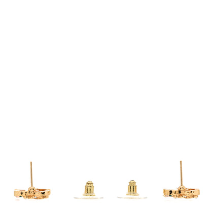 Chanel Crystal CC Earrings Gold Pink Multicolor Pearly White 3 of 5