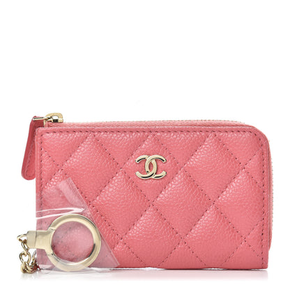 Chanel Metallic Caviar Quilted Key Holder Case Pink 1 of 8
